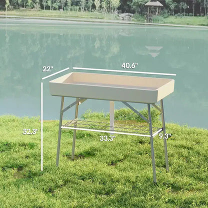 Table glacière pliable de 3,4 pieds avec bouchon de vidange, table d'extérieur pour remplir et refroidir avec étagère de rangement, glacière à boissons pour les fêtes et les pique-niques