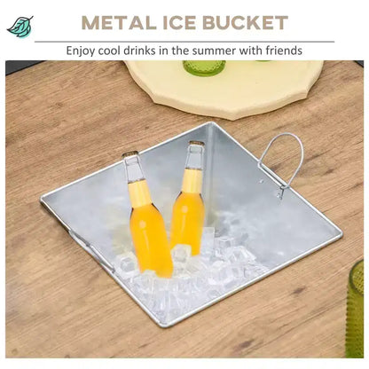 5 Piece Garden Patio Dining Set, Dinner Table with Built-in Ice Bucket Insert, 4 Rocking Chairs