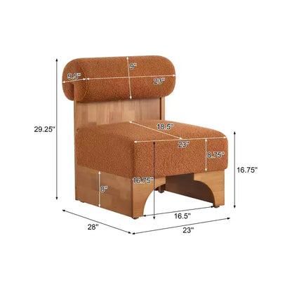 Fauteuil d'appoint Homy Casa avec dossier roulé et piètement en bois massif, revêtement en tissu bouclette
