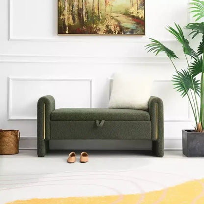 Banc de chambre moderne rembourré, Grand pouf de rangement avec accoudoir pour pied de lit, salon, entrée ou salle de lecture