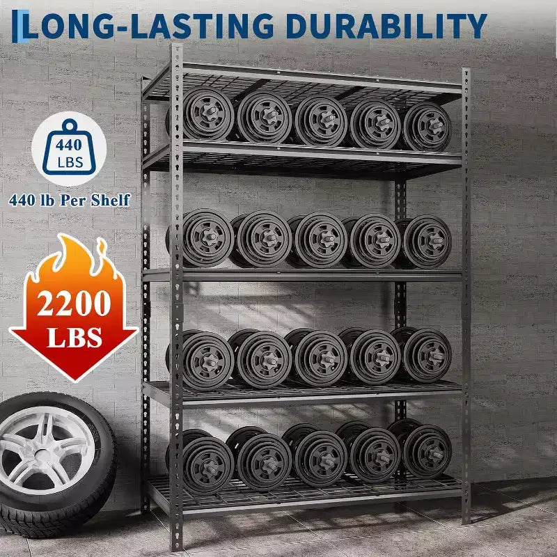 COZONY 5 Tier Metal Storage Shelving Unit, 2000 LBS Capacity Adjustable Rack for Garage Kitchen Bathroom Warehouse