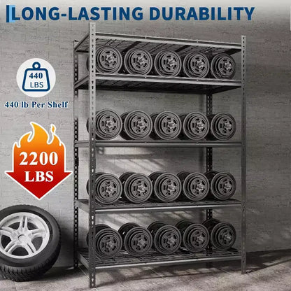 COZONY 5 Tier Metal Storage Shelving Unit, 2000 LBS Capacity Adjustable Rack for Garage Kitchen Bathroom Warehouse