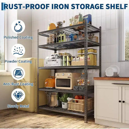 COZONY 5 Tier Metal Storage Shelving Unit, 2000 LBS Capacity Adjustable Rack for Garage Kitchen Bathroom Warehouse
