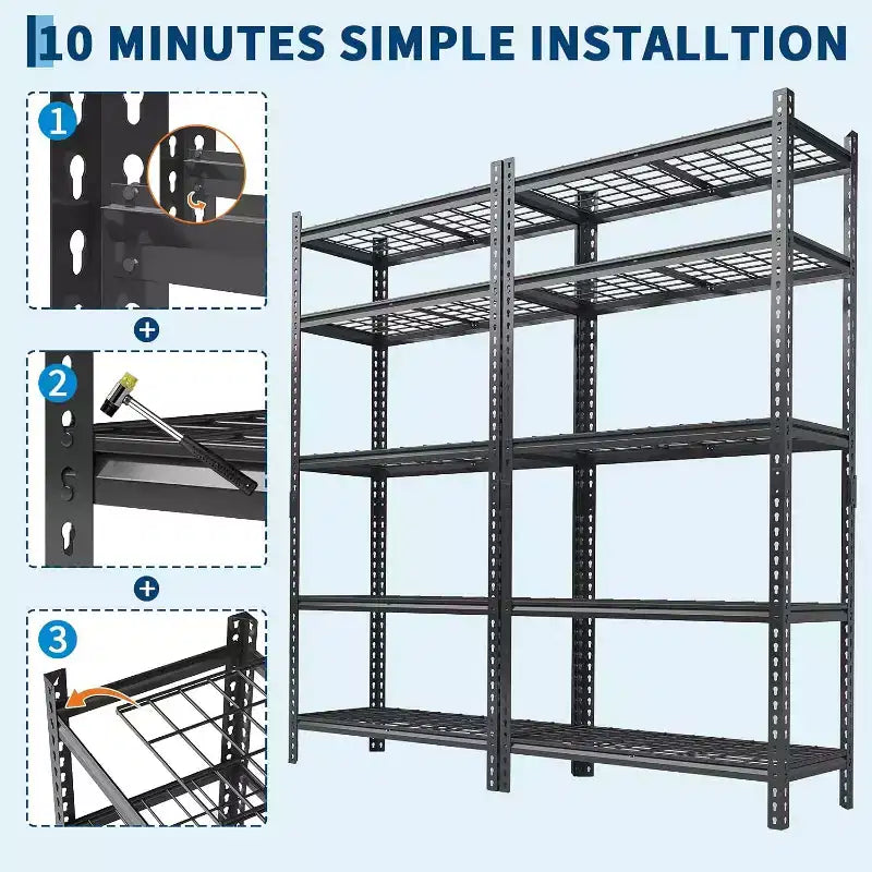 COZONY 5 Tier Metal Storage Shelving Unit, 2000 LBS Capacity Adjustable Rack for Garage Kitchen Bathroom Warehouse