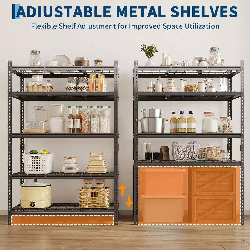 COZONY 5 Tier Metal Storage Shelving Unit, 2000 LBS Capacity Adjustable Rack for Garage Kitchen Bathroom Warehouse