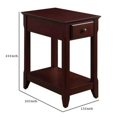Royal Hampton Table with 1 Drawer and Bottom Shelf, Brown