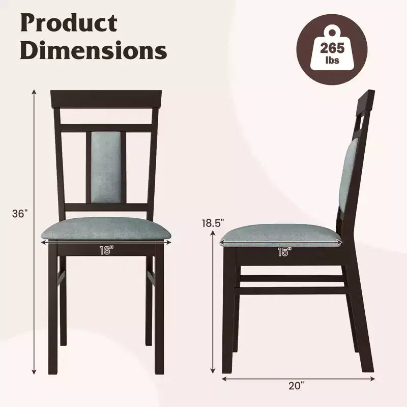 Costway Modern Home Dining Chair Set of 4 w/Upholstered Seat & Backrest Rubber Wood Legs