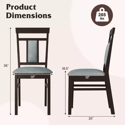 Costway Modern Home Dining Chair Set of 4 w/Upholstered Seat & Backrest Rubber Wood Legs