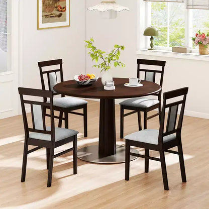 Costway Modern Home Dining Chair Set of 4 w/Upholstered Seat & Backrest Rubber Wood Legs