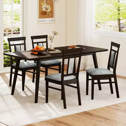 Costway Modern Home Dining Chair Set of 4 w/Upholstered Seat & Backrest Rubber Wood Legs