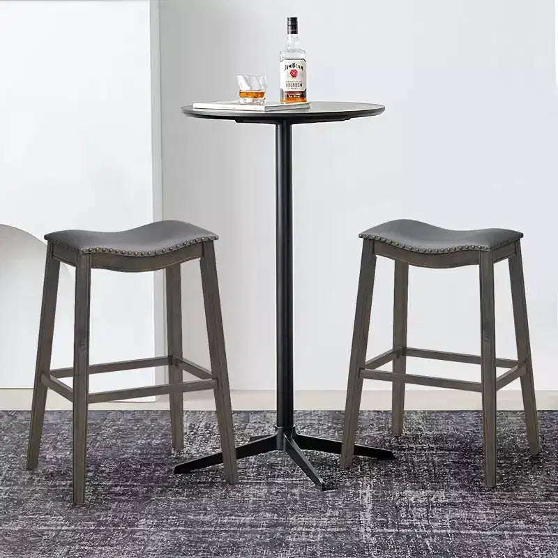 Lot de 2 tabourets de bar Costway, hauteur de bar, chaises de cuisine avec pieds en bois d'hévéa