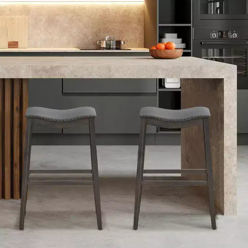 Lot de 2 tabourets de bar Costway, hauteur de bar, chaises de cuisine avec pieds en bois d'hévéa