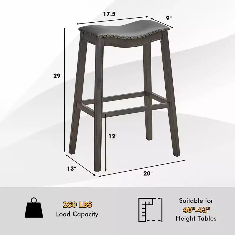 Lot de 2 tabourets de bar Costway, hauteur de bar, chaises de cuisine avec pieds en bois d'hévéa