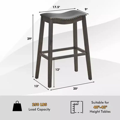 Lot de 2 tabourets de bar Costway, hauteur de bar, chaises de cuisine avec pieds en bois d'hévéa
