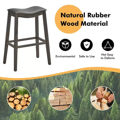 Lot de 2 tabourets de bar Costway, hauteur de bar, chaises de cuisine avec pieds en bois d'hévéa