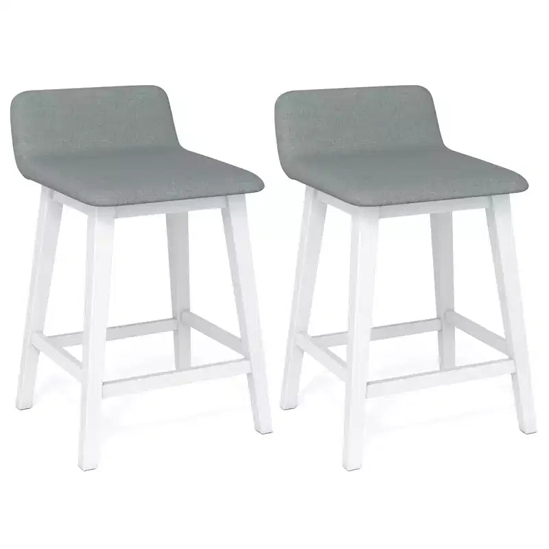 Costway 24 Upholstered Barstools w/ Low Back Footrest & Wood Legs for Kitchen Island