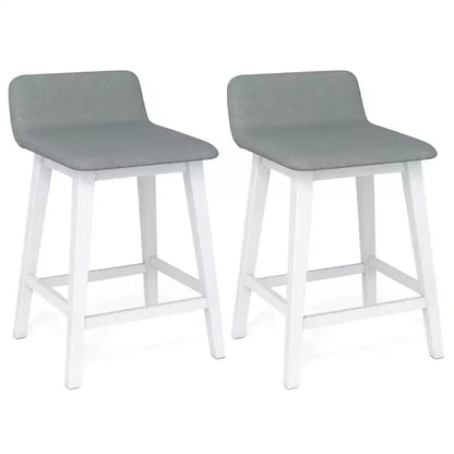 Costway 24 Upholstered Barstools w/ Low Back Footrest & Wood Legs for Kitchen Island