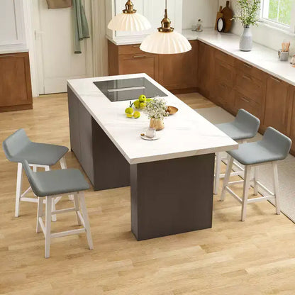 Tabourets de bar rembourrés Costway (lot de 2) avec dossier bas, repose-pieds et pieds en bois pour îlot de cuisine