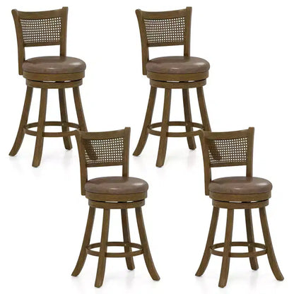 Costway Set of 4 Bar Stools 25 Swivel Bar Chairs w/ PE Rattan Backrest Counter Height