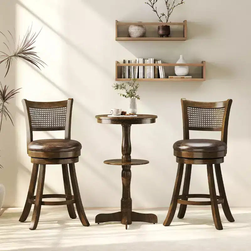 Costway Set of 4 Bar Stools 25 Swivel Bar Chairs w/ PE Rattan Backrest Counter Height