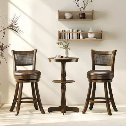 Costway Set of 4 Bar Stools 25 Swivel Bar Chairs w/ PE Rattan Backrest Counter Height