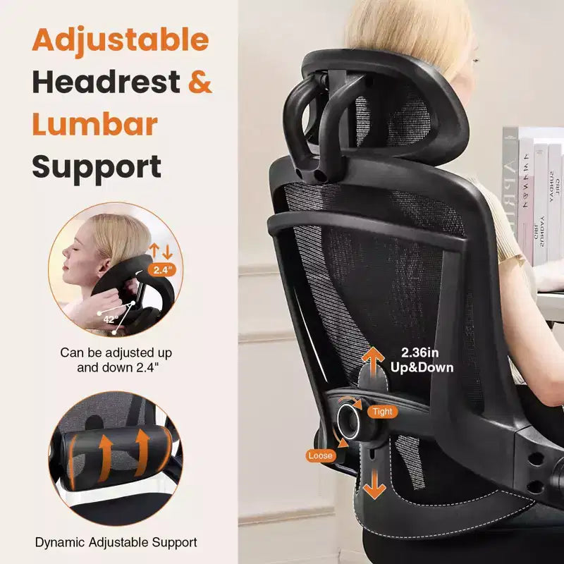 TUYOHW Mesh Criss Cross Chair on Wheels,Office Chair with Adjustable Lumbar Support and Headrest,Gaming Chair with Soft Flip Up Arms for Office