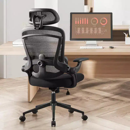 TUYOHW Mesh Criss Cross Chair on Wheels,Office Chair with Adjustable Lumbar Support and Headrest,Gaming Chair with Soft Flip Up Arms for Office
