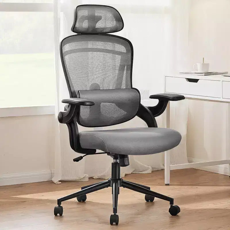 TUYOHW Mesh Criss Cross Chair on Wheels,Office Chair with Adjustable Lumbar Support and Headrest,Gaming Chair with Soft Flip Up Arms for Office