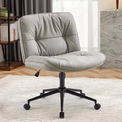 TUYOHW PU Leather Swivel Criss Cross Chair on Wheels,Office Chair with Adjustable Height and Lumbar Support,Armless Gaming Chair for Office