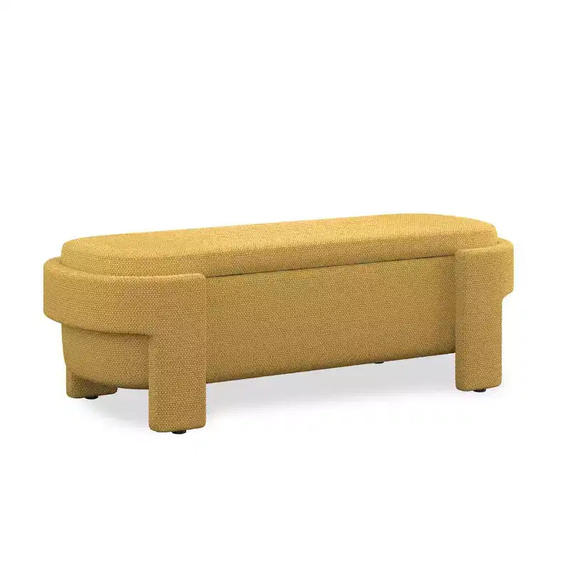 Linen Upholstered Storage Bench with Large Hidden Compartment, Comfortable Foam Cushion Seat for Bedroom, Living Room