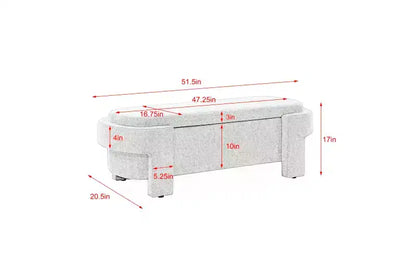Linen Upholstered Storage Bench with Large Hidden Compartment, Comfortable Foam Cushion Seat for Bedroom, Living Room