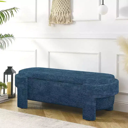 Linen Upholstered Storage Bench with Large Hidden Compartment, Comfortable Foam Cushion Seat for Bedroom, Living Room
