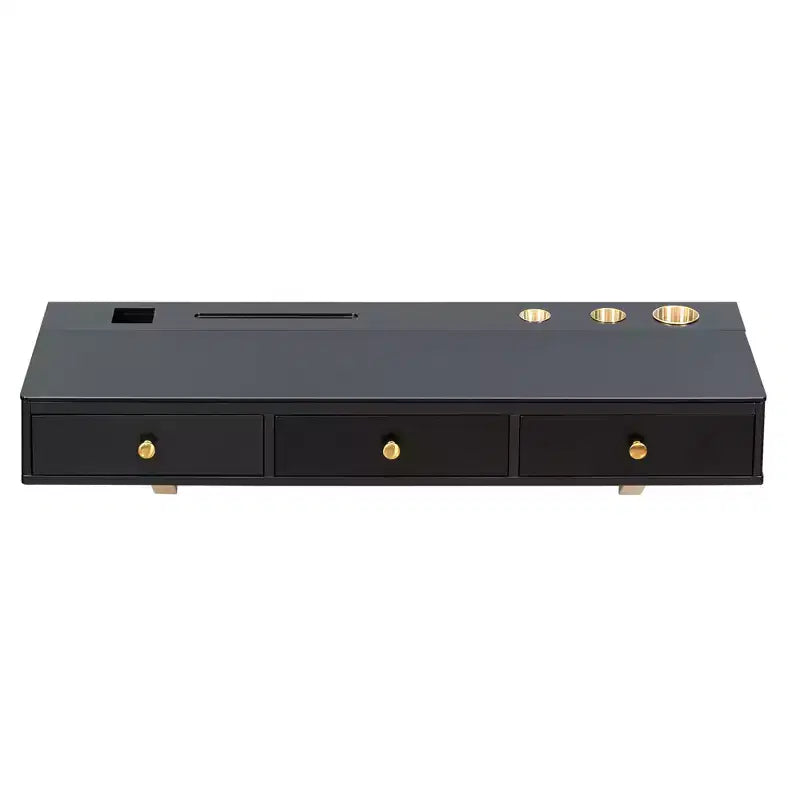 Okak Multi-Purpose Wall-Mounted Vanity Desk with Drawer, Makeup Vanity with Glass Tabletop, Compact Vanity for Bedroom, Hairdressers