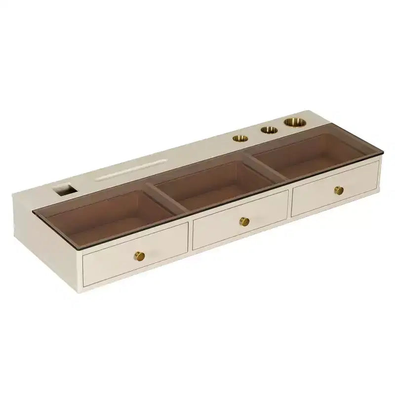 Okak Multi-Purpose Wall-Mounted Vanity Desk with Drawer, Makeup Vanity with Glass Tabletop, Compact Vanity for Bedroom, Hairdressers