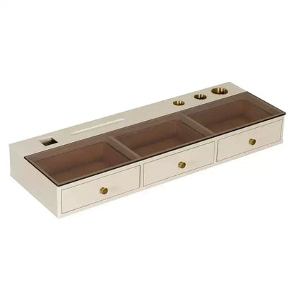 Okak Multi-Purpose Wall-Mounted Vanity Desk with Drawer, Makeup Vanity with Glass Tabletop, Compact Vanity for Bedroom, Hairdressers