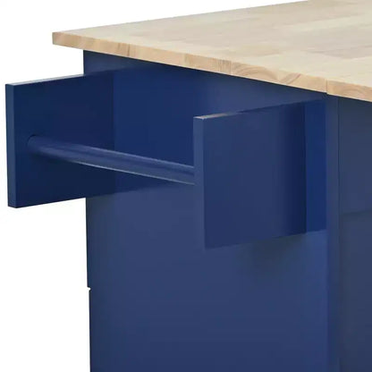 Kitchen Cart with Wood Top and Drop Leaf Breakfast Bar, Rolling Mobile Kitchen Island with Storage and Towel Rack