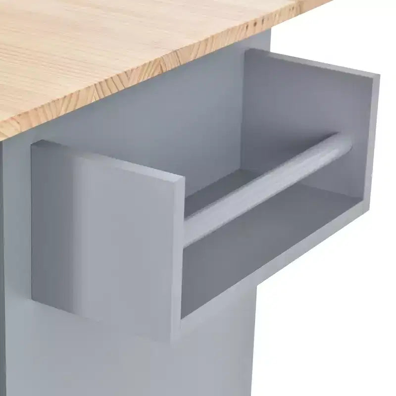 Kitchen Cart with Wood Top and Drop Leaf Breakfast Bar, Rolling Mobile Kitchen Island with Storage and Towel Rack