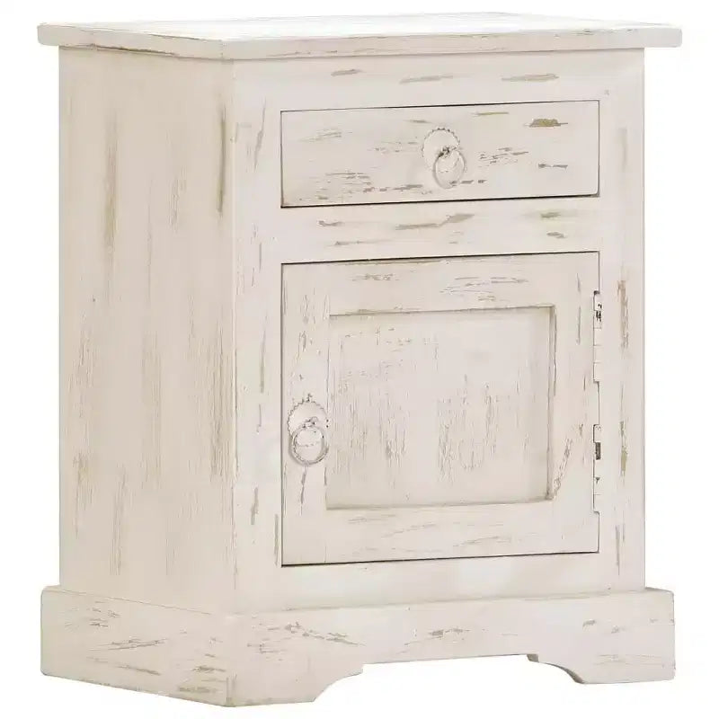 vidaXL Bedside Cabinet White 15.7x11.8x19.7 Solid Mango Wood