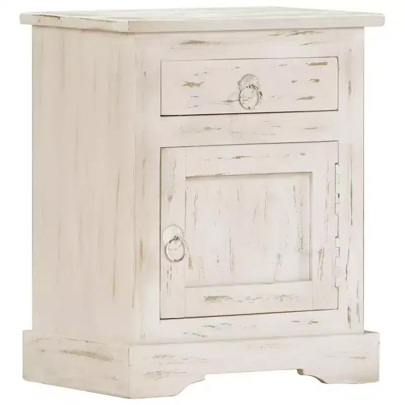 vidaXL Bedside Cabinet White 15.7x11.8x19.7 Solid Mango Wood