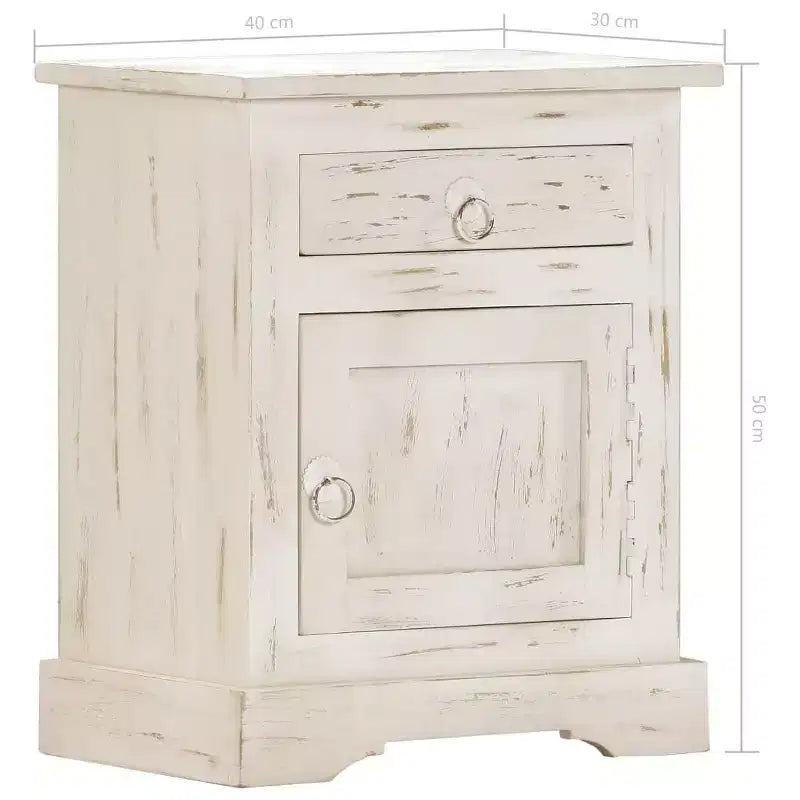 vidaXL Bedside Cabinet White 15.7x11.8x19.7 Solid Mango Wood