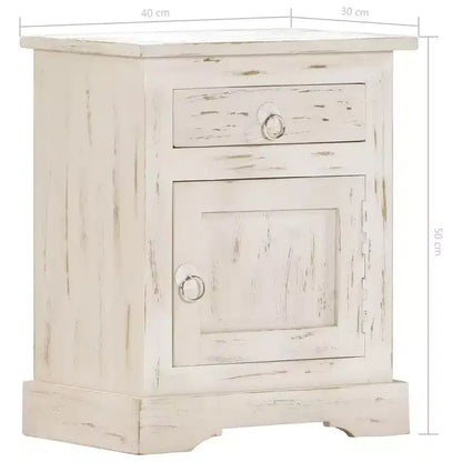 vidaXL Bedside Cabinet White 15.7x11.8x19.7 Solid Mango Wood