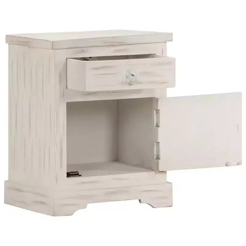 vidaXL Bedside Cabinet White 15.7x11.8x19.7 Solid Mango Wood
