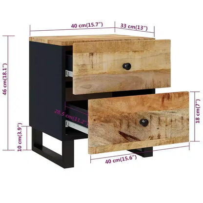vidaXL Bedside Cabinet Black Solid Mango Wood Medium Bedside Cabinet