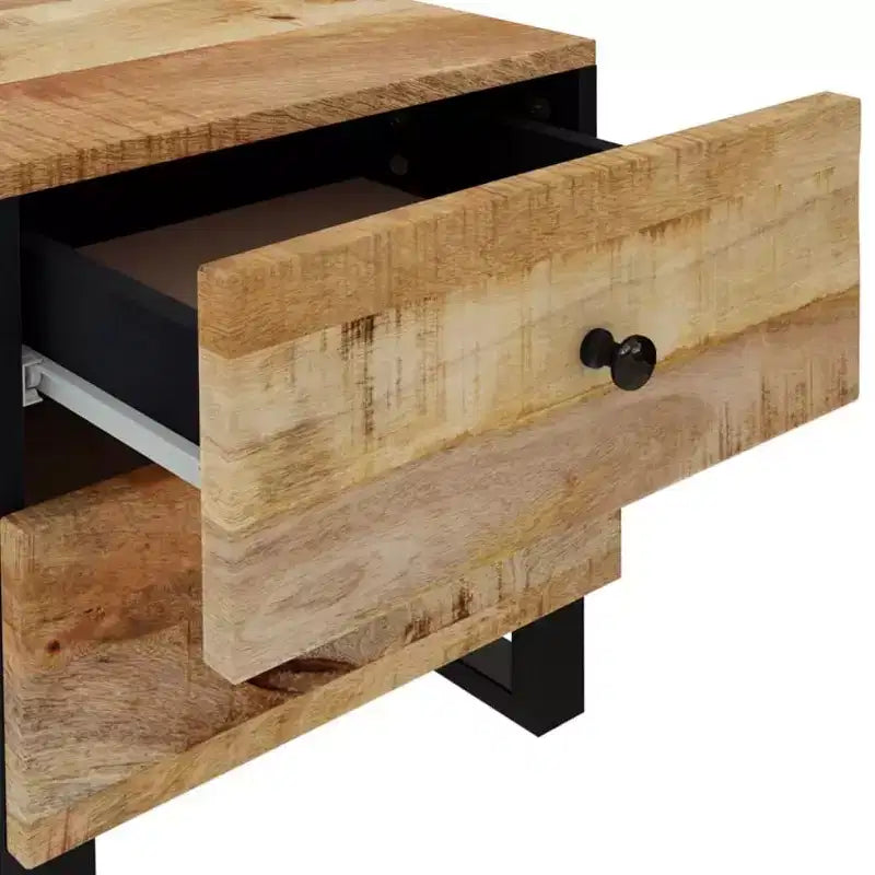 vidaXL Bedside Cabinet Black Solid Mango Wood Medium Bedside Cabinet