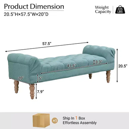 Okak Modern Diamond Button-Tufted Ottoman Bench with Rolled Arms,Upholstered Ottoman Stool for Bedroom,Entryway