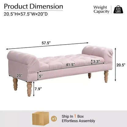 Okak Modern Diamond Button-Tufted Ottoman Bench with Rolled Arms,Upholstered Ottoman Stool for Bedroom,Entryway