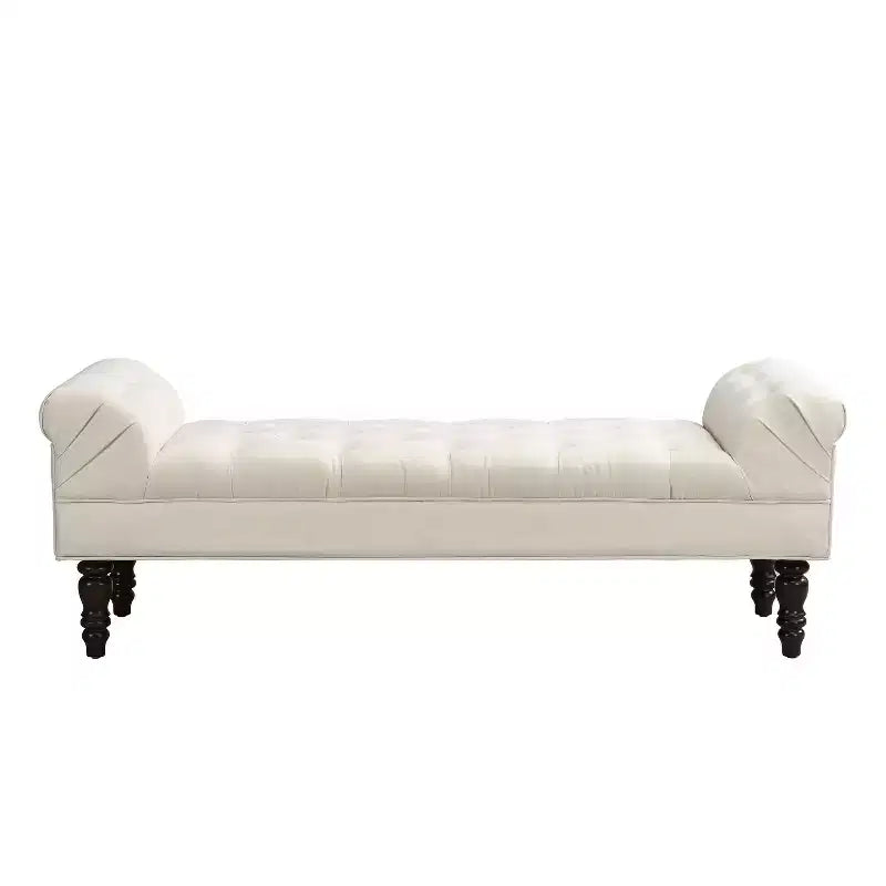 Okak Modern Diamond Button-Tufted Ottoman Bench with Rolled Arms,Upholstered Ottoman Stool for Bedroom,Entryway