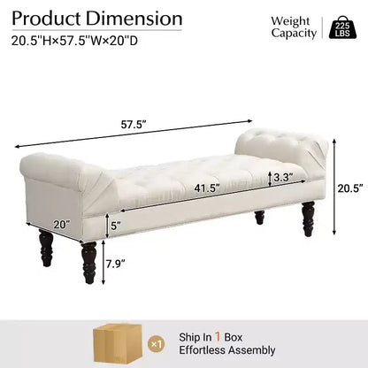 Okak Modern Diamond Button-Tufted Ottoman Bench with Rolled Arms,Upholstered Ottoman Stool for Bedroom,Entryway