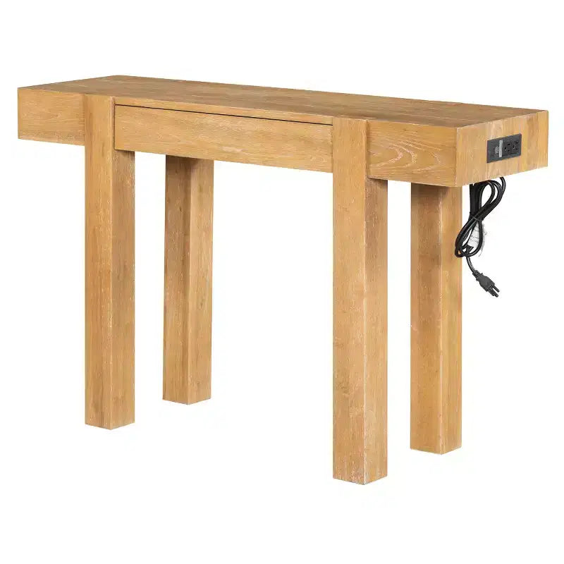 Table console 47" avec tiroirs de rangement, table derrière le canapé en placage bois, table d'entrée étroite pour salon ou bureau à domicile-Panipeachy