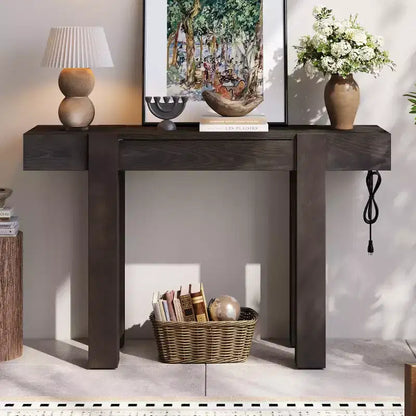 Table console 47" avec tiroirs de rangement, table derrière le canapé en placage bois, table d'entrée étroite pour salon ou bureau à domicile-Panipeachy